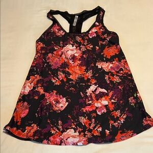 Fabletics Floral Racerback Tank Top - Black and Red